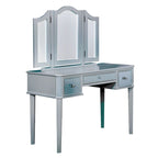  Doa Glam Solid Wood 3-Piece Makeup Vanity Set with Tri-fold Mirror