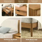 Vichy 3-Piece Bedroom Set, Platform Bed with Two Nightstands, Queen