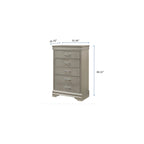 Sigurd 4 Piece Silver Faux Leather Upholstered Tufted Panel Bedroom Set