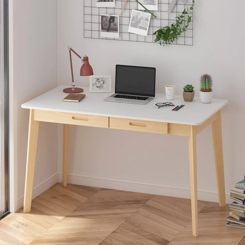 47.2W Classic Home Office Desk, Writing Desk With Drawers