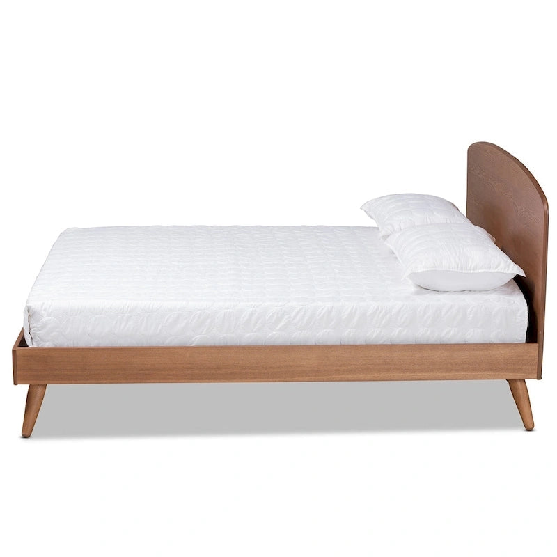 Keagan Mid-Century Modern Transitional Walnut Finished Platform Bed