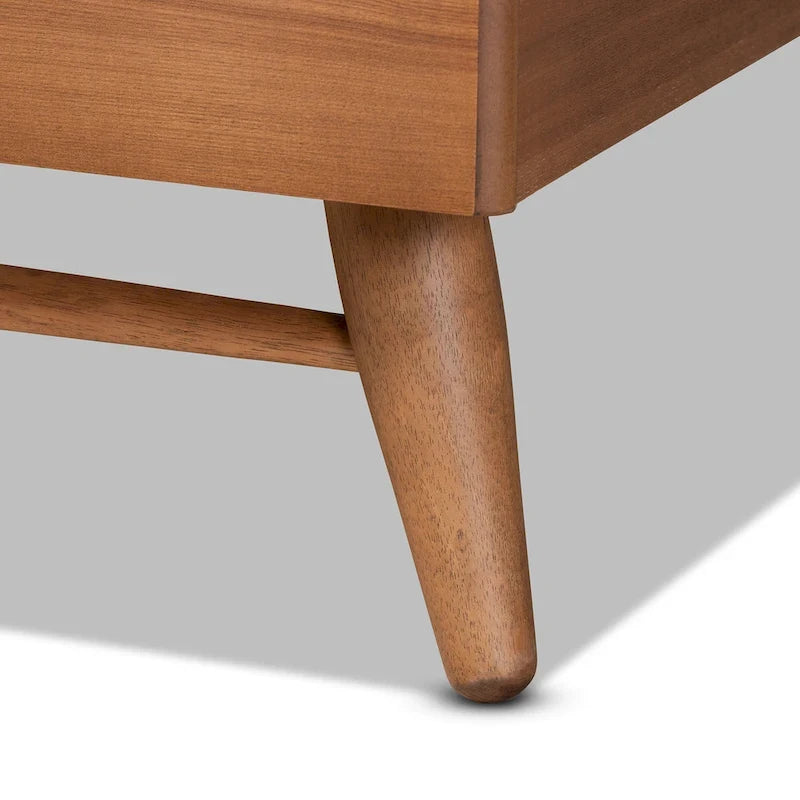 Keagan Mid-Century Modern Transitional Walnut Finished Platform Bed
