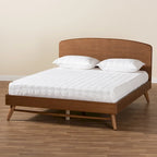 Keagan Mid-Century Modern Transitional Walnut Finished Platform Bed
