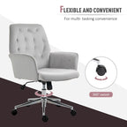Vinsetto Modern Mid-Back Tufted Velvet Home Office Desk Chair with Arms, Swivel Adjustable Accent Chair with Soft Seat