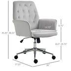 Vinsetto Modern Mid-Back Tufted Velvet Home Office Desk Chair with Arms, Swivel Adjustable Accent Chair with Soft Seat