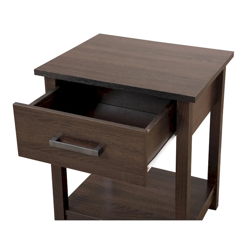 Salem 1-drawer and Shelf Wooden Nightstand