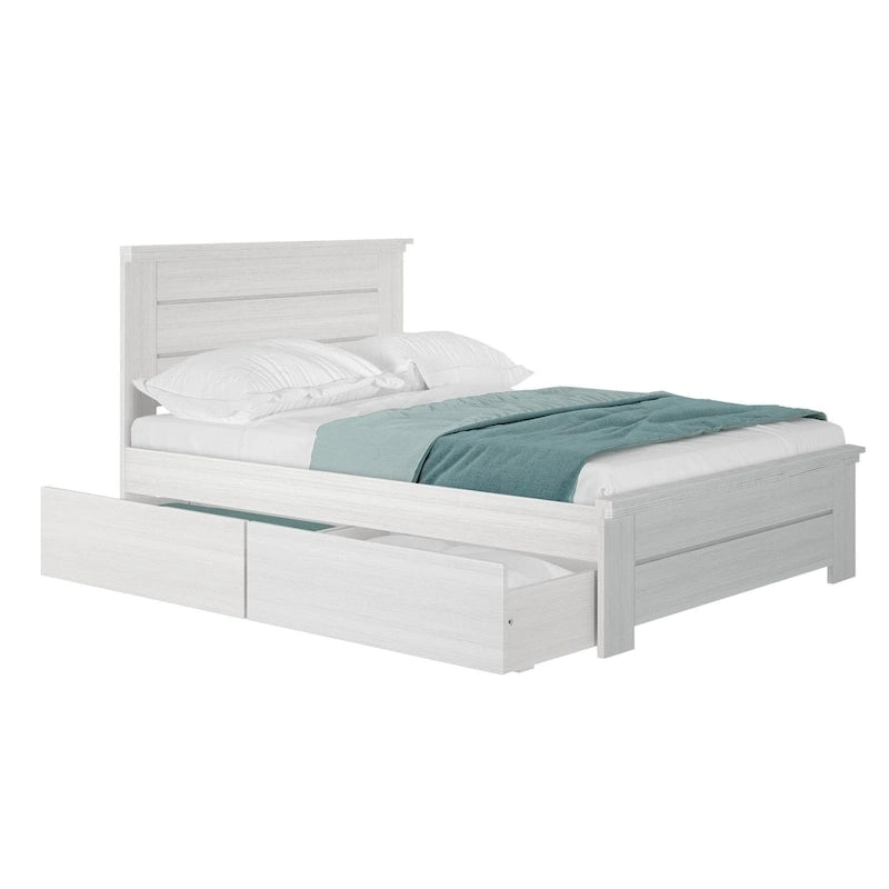 Plank and Beam Farmhouse Full Bed with Panel Headboard with Storage Drawers