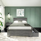 Plank and Beam Farmhouse Full Bed with Panel Headboard with Storage Drawers