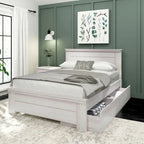 Plank and Beam Farmhouse Full Bed with Panel Headboard with Storage Drawers
