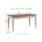 Realyn Ivory and Brown Wood Office Desk