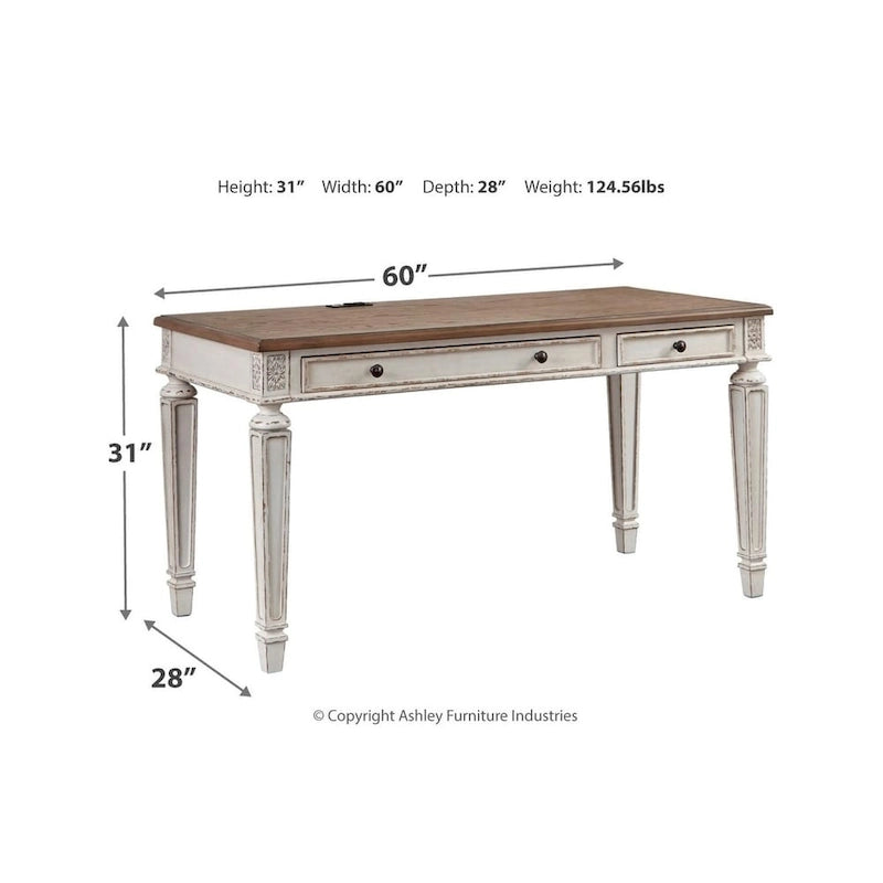 Realyn Ivory and Brown Wood Office Desk
