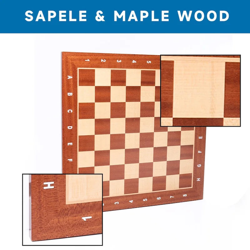 GSE 19x19 Wooden Inlaid Chessboard, Professional Staunton Tournament Chess Board with 2 Square