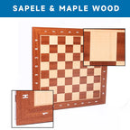 GSE 19x19 Wooden Inlaid Chessboard, Professional Staunton Tournament Chess Board with 2 Square