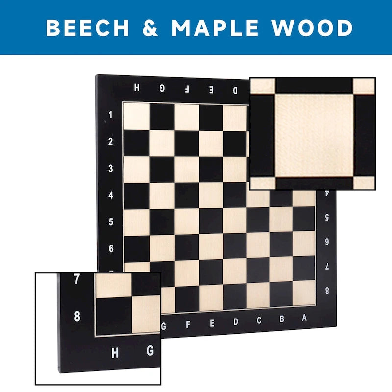 GSE 19x19 Wooden Inlaid Chessboard, Professional Staunton Tournament Chess Board with 2 Square