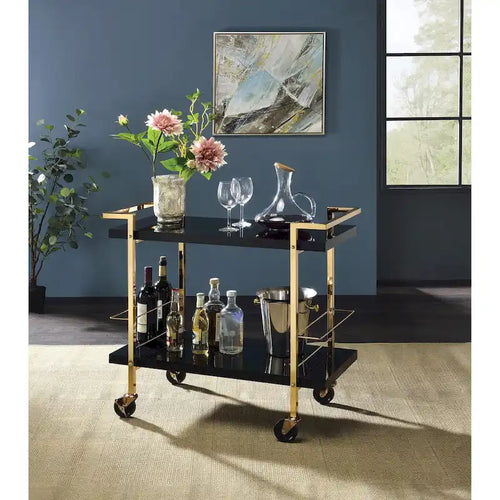 Alios Serving Cart with Gold Frame