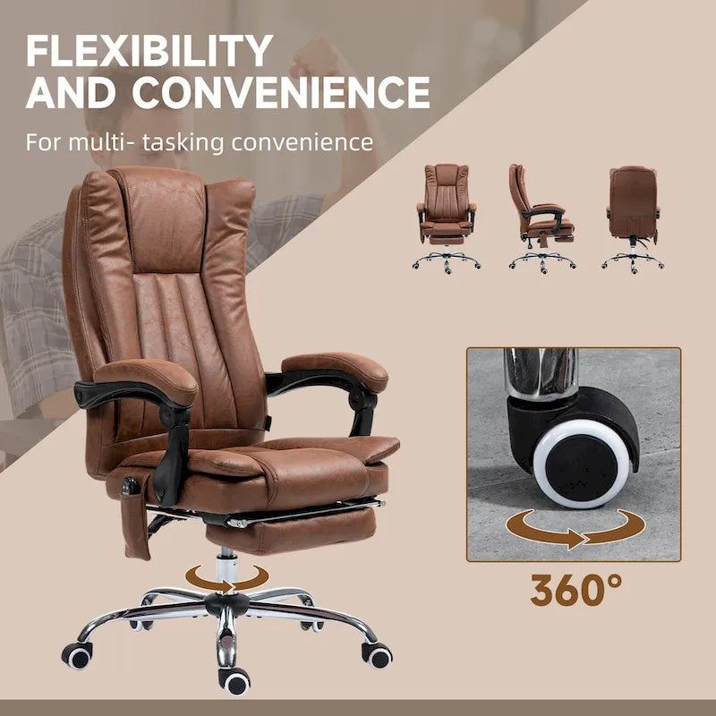 Vinsetto Massage Office Chair with 6 Points, Heated High Back Recliner with Adjustable Height, Swivel Wheels