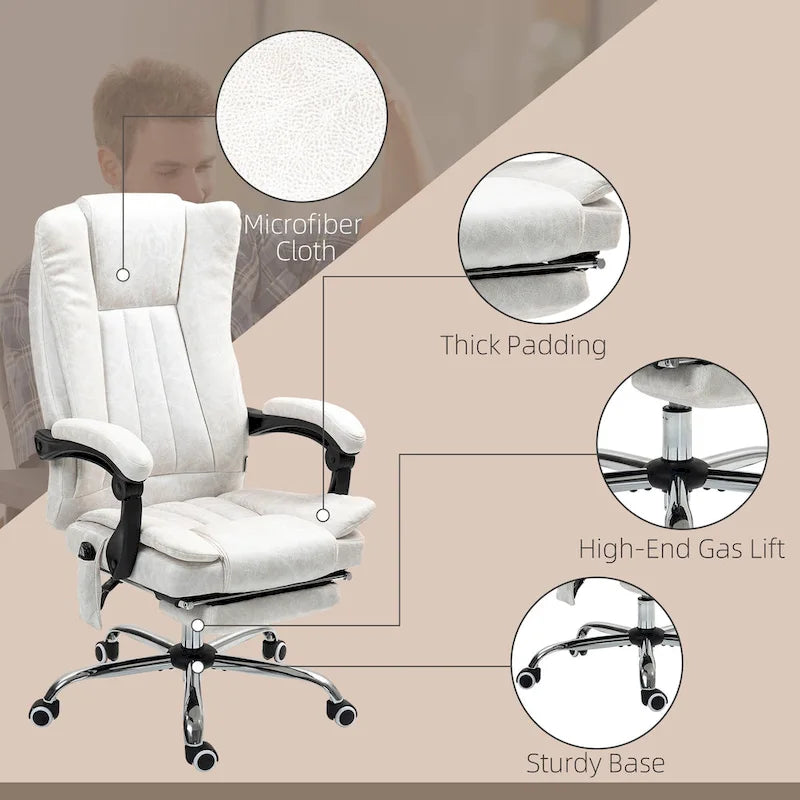 Vinsetto Massage Office Chair with 6 Points, Heated High Back Recliner with Adjustable Height, Swivel Wheels