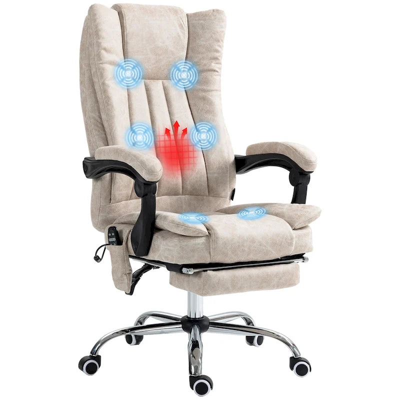 Vinsetto Massage Office Chair with 6 Points, Heated High Back Recliner with Adjustable Height, Swivel Wheels