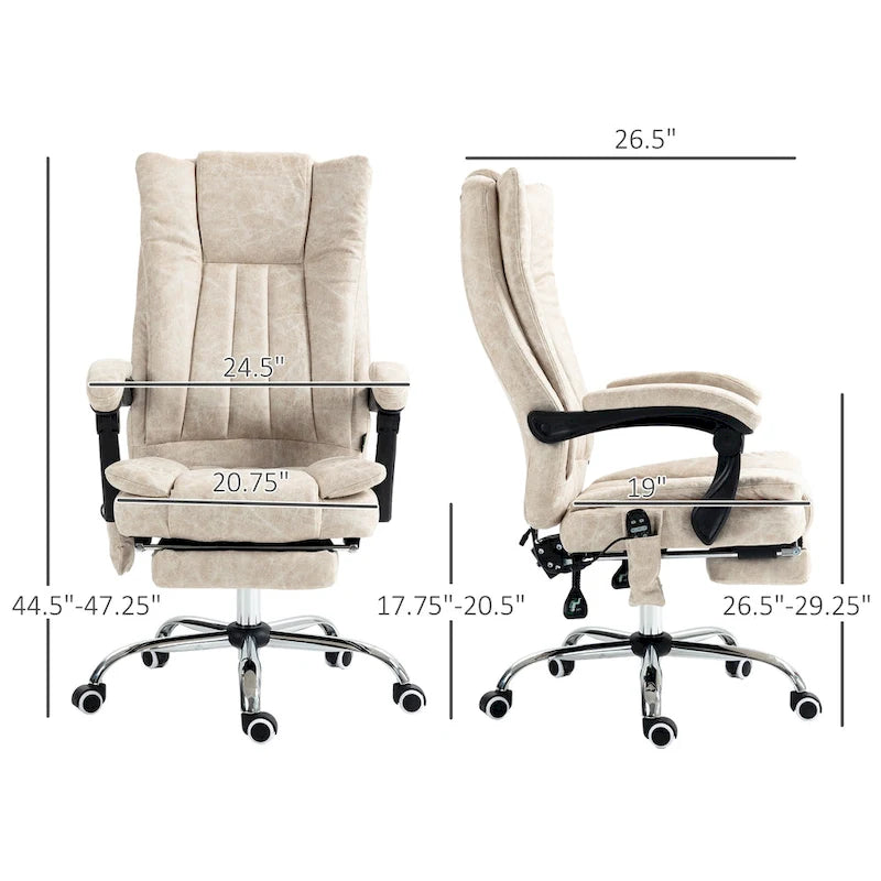 Vinsetto Massage Office Chair with 6 Points, Heated High Back Recliner with Adjustable Height, Swivel Wheels