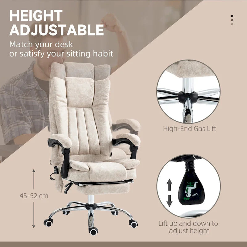 Vinsetto Massage Office Chair with 6 Points, Heated High Back Recliner with Adjustable Height, Swivel Wheels