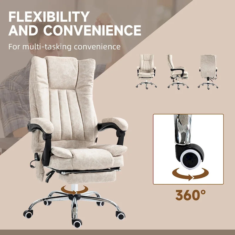 Vinsetto Massage Office Chair with 6 Points, Heated High Back Recliner with Adjustable Height, Swivel Wheels