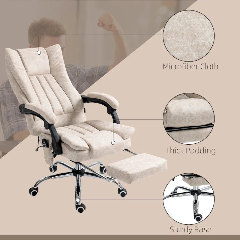 Vinsetto Massage Office Chair with 6 Points, Heated High Back Recliner with Adjustable Height, Swivel Wheels