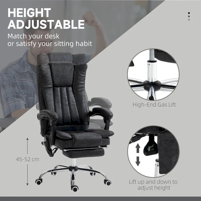 Vinsetto Massage Office Chair with 6 Points, Heated High Back Recliner with Adjustable Height, Swivel Wheels