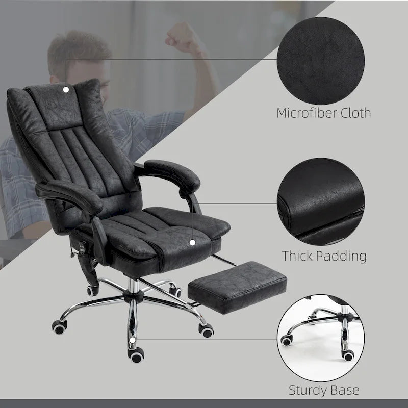 Vinsetto Massage Office Chair with 6 Points, Heated High Back Recliner with Adjustable Height, Swivel Wheels