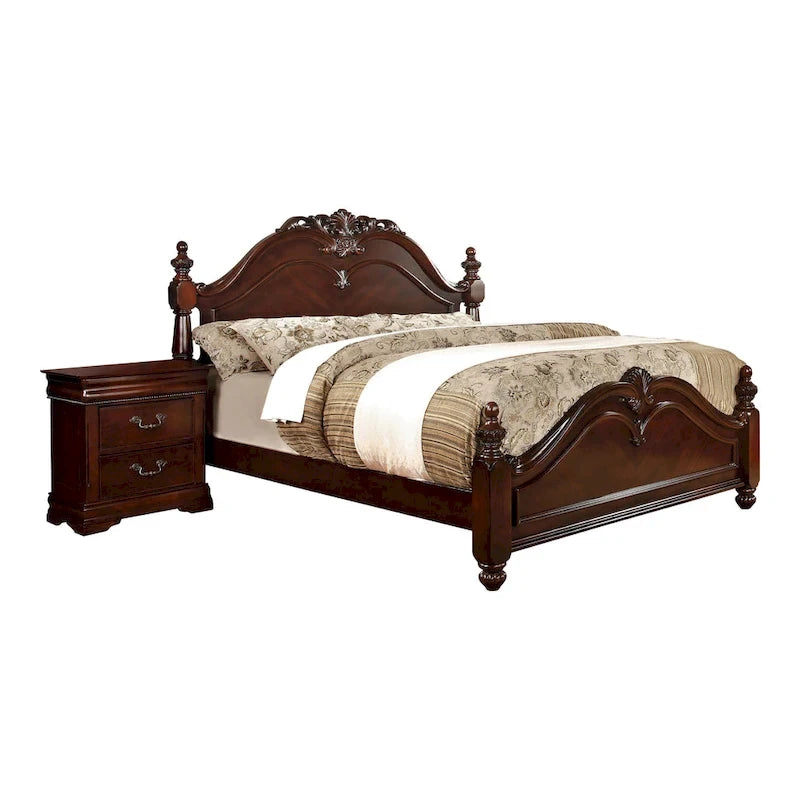 Diva Traditional Cherry Solid Wood 2-Piece Poster Bedroom Set by