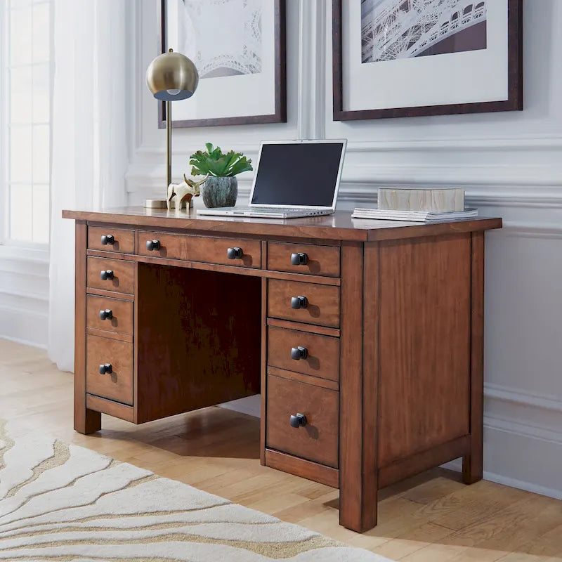 Tahoe Aged Maple 54 W Executive Pedestal Desk by Homestyles