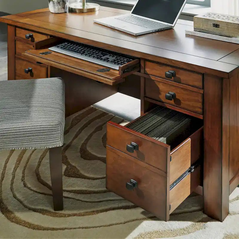 Tahoe Aged Maple 54 W Executive Pedestal Desk by Homestyles