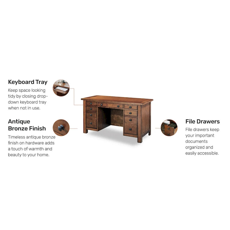 Tahoe Aged Maple 54 W Executive Pedestal Desk by Homestyles