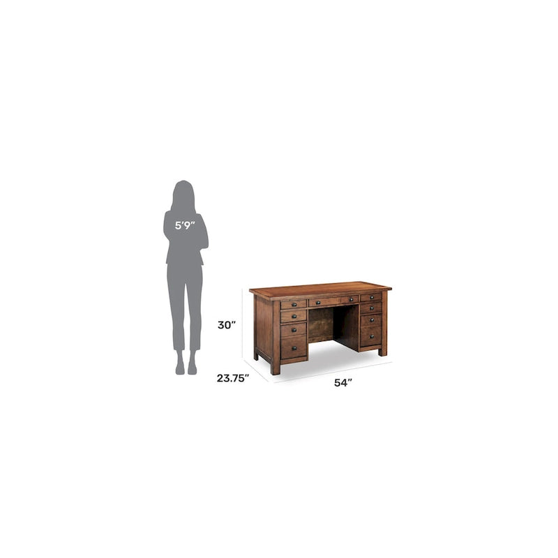 Tahoe Aged Maple 54 W Executive Pedestal Desk by Homestyles