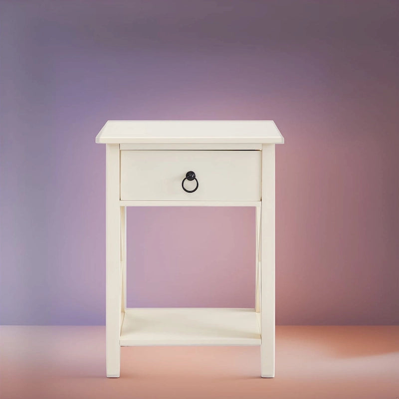 Wooden Nightstand Bedside Table with Drawer - Small Bedroom End Table for Bedrooms