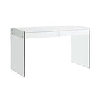 Somette Contemporary Gloss White & Glass Desk