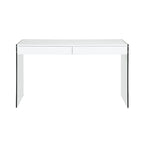 Somette Contemporary Gloss White & Glass Desk