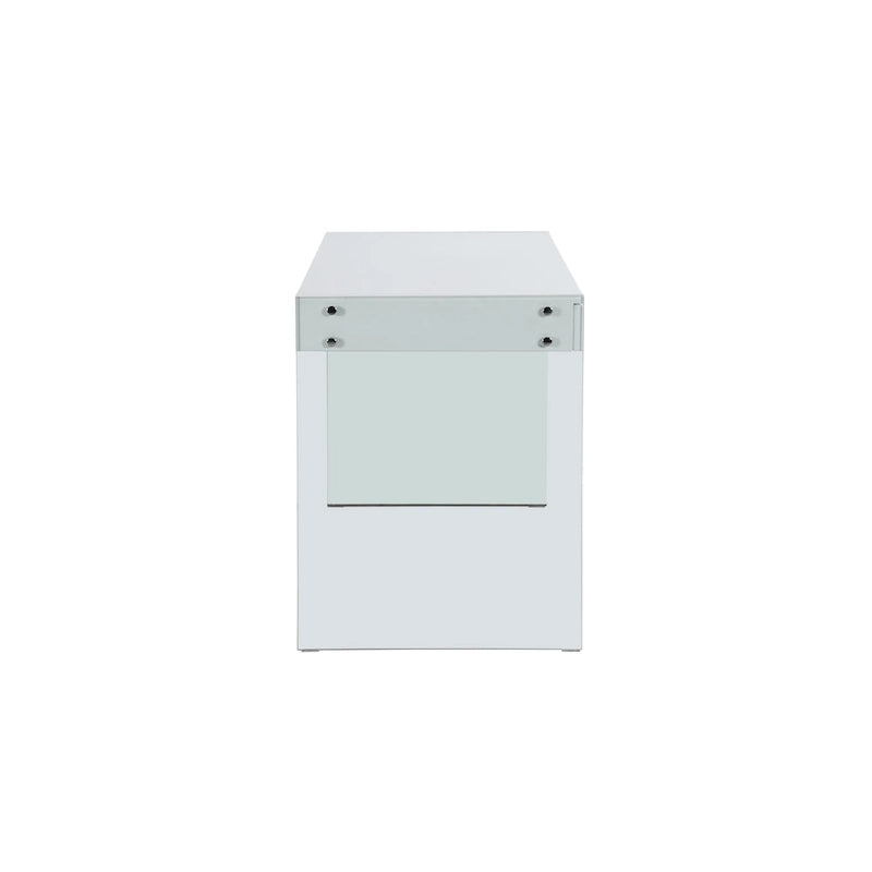 Somette Contemporary Gloss White & Glass Desk