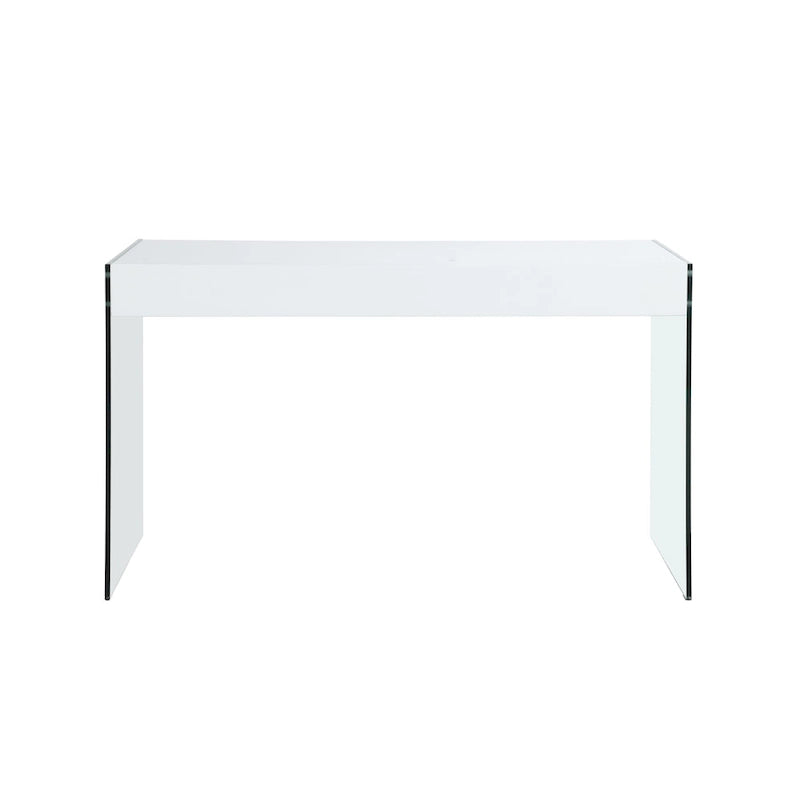 Somette Contemporary Gloss White & Glass Desk