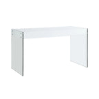 Somette Contemporary Gloss White & Glass Desk