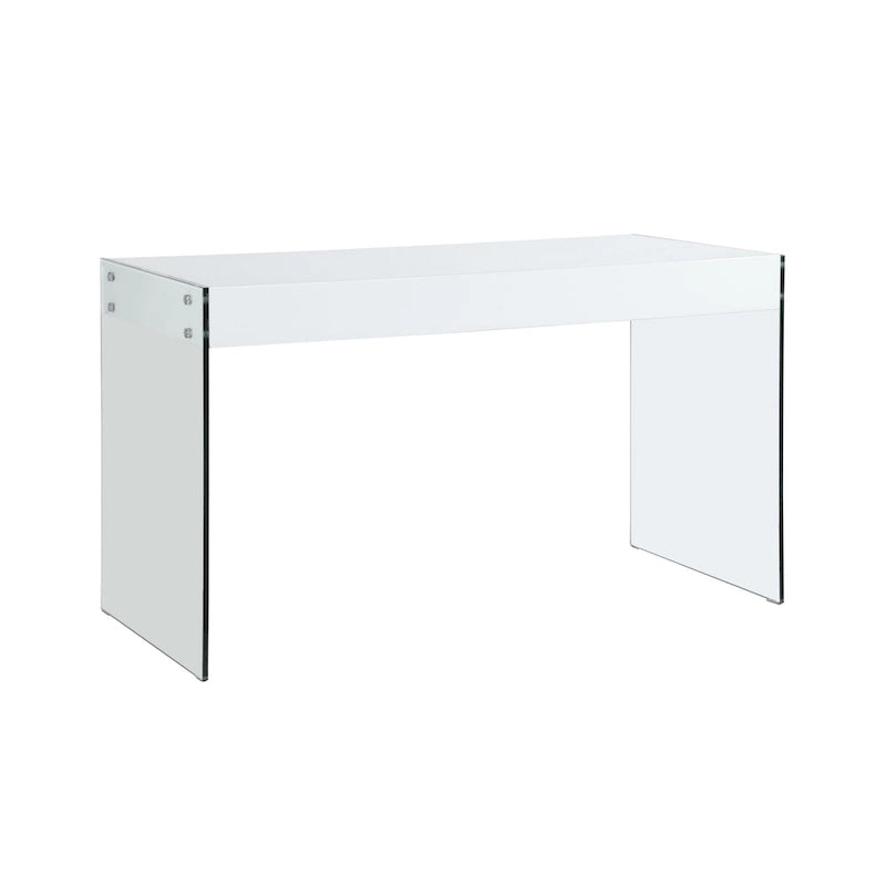 Somette Contemporary Gloss White & Glass Desk
