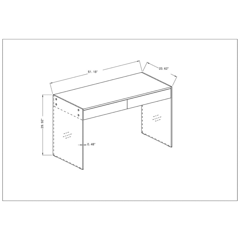 Somette Contemporary Gloss White & Glass Desk