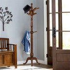Creative Solid Ash Wood Freestanding Coat Rack with 8 Hooks