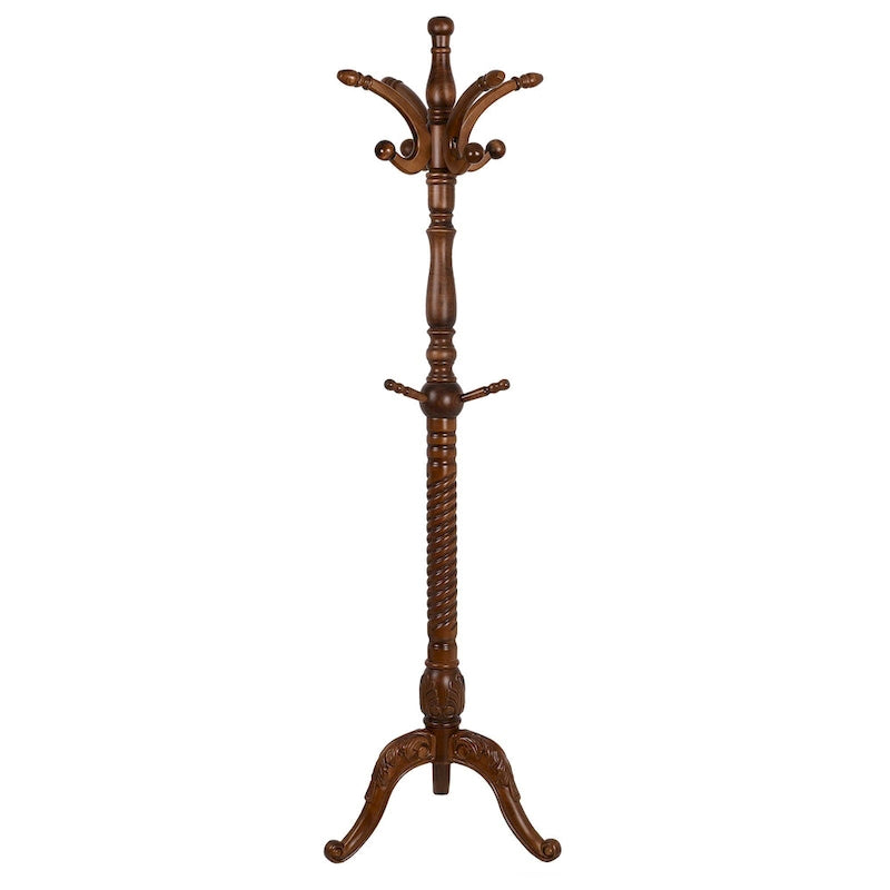 Creative Solid Ash Wood Freestanding Coat Rack with 8 Hooks