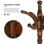 Creative Solid Ash Wood Freestanding Coat Rack with 8 Hooks