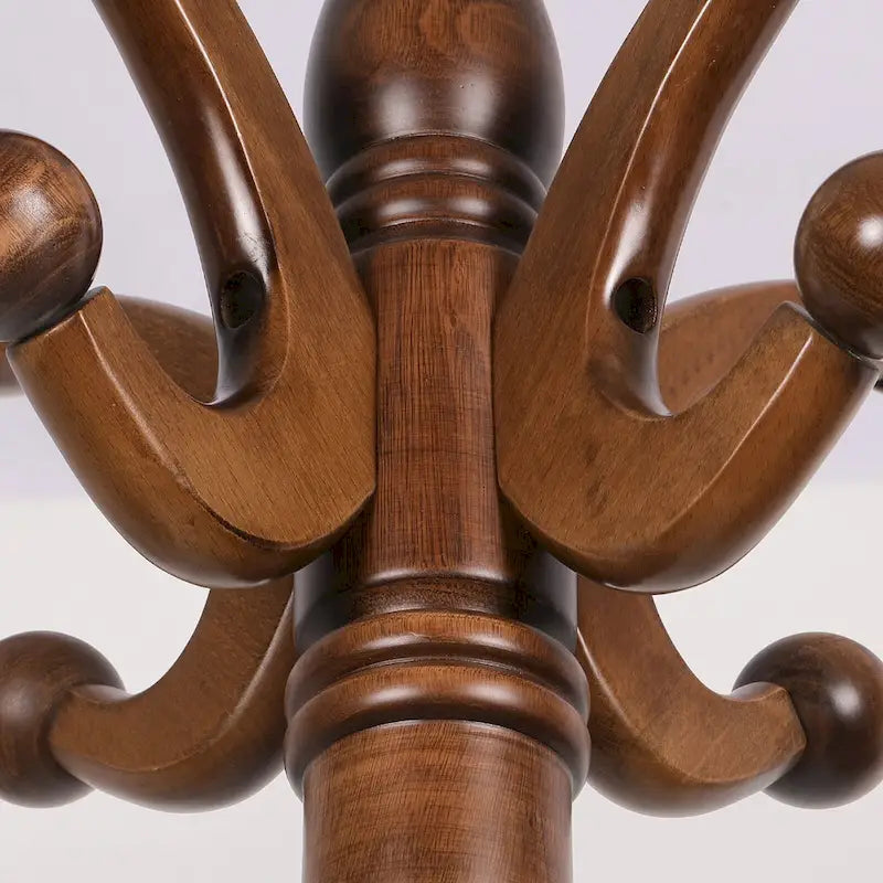Creative Solid Ash Wood Freestanding Coat Rack with 8 Hooks