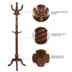 Creative Solid Ash Wood Freestanding Coat Rack with 8 Hooks