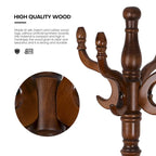 Creative Solid Ash Wood Freestanding Coat Rack with 8 Hooks