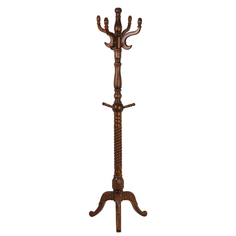 Creative Solid Ash Wood Freestanding Coat Rack with 8 Hooks