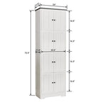 Tall Storage Cabinet with 8 Doors and 4 Shelves, Wall Storage Cabinet for Living Room, Kitchen, Office, Bedroom, Bathroom