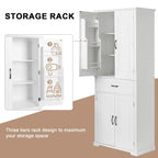 Bathroom Floor Cabinet, Freestanding Storage Cabinet with Doors and Drawer, Kitchen Cupboard with Adjustable Shelf